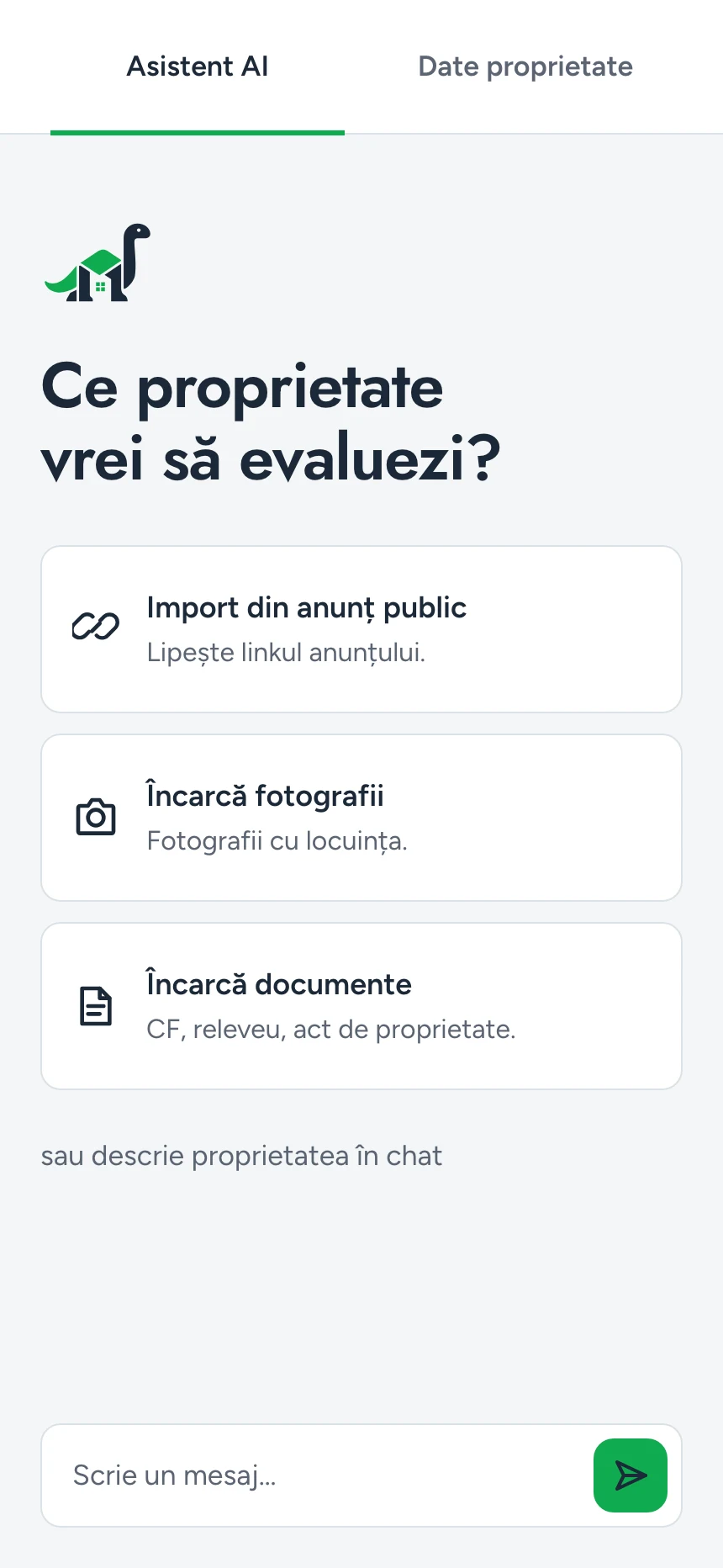 Adăugarea unei proprietăți noi în chat